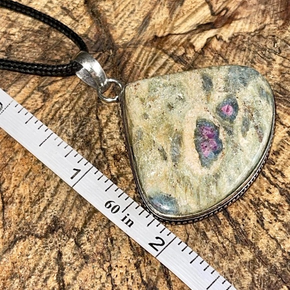 Blue Green Ruby Fuchsite Pendant 2” - Picture 9 of 12